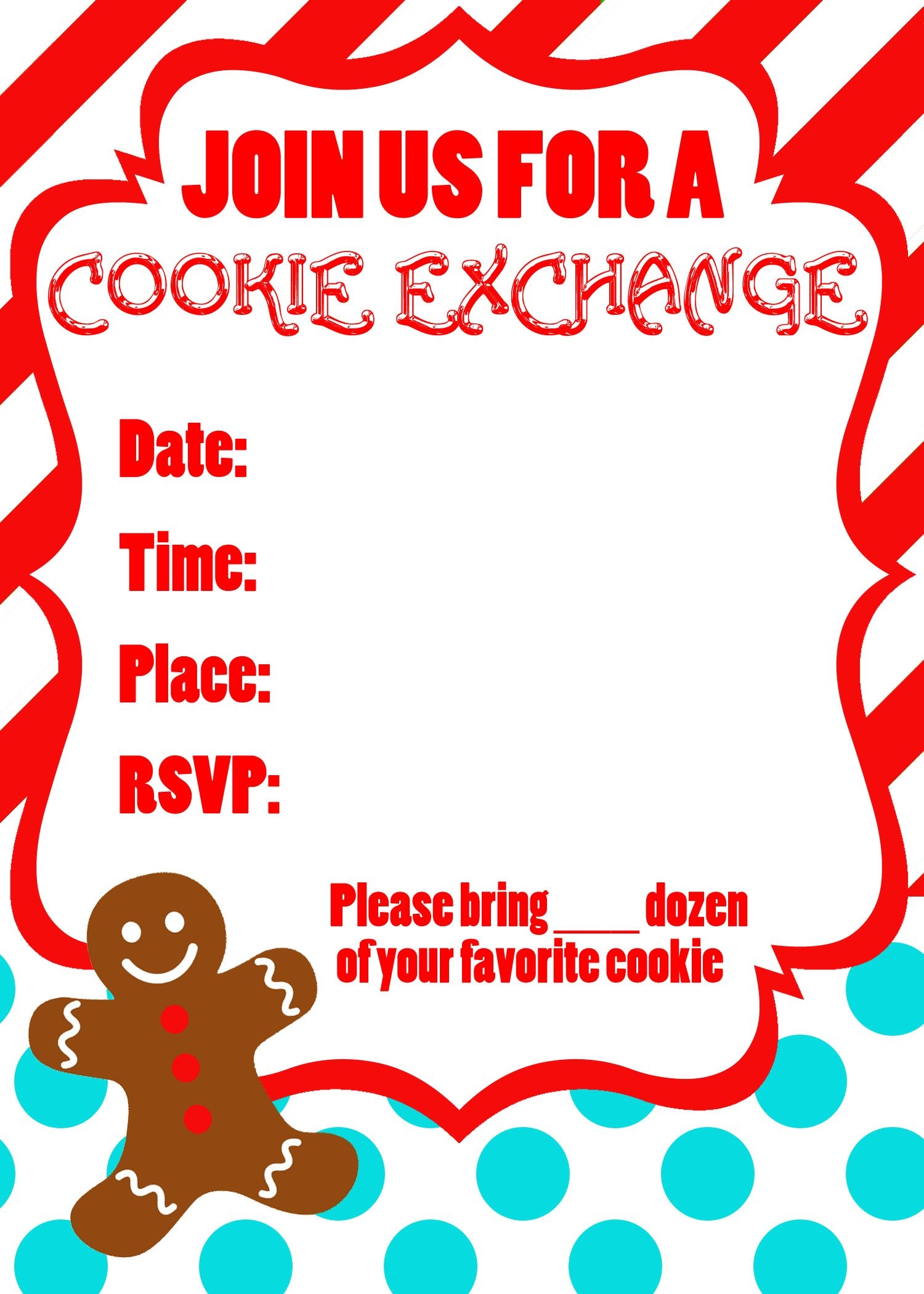 Cookie Swap Invitation Template Printable Word Searches