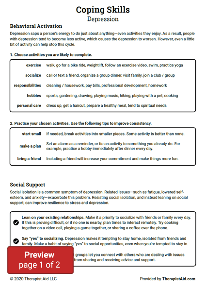 Coping Skill Worksheets Pdf Coping Skills Worksheets