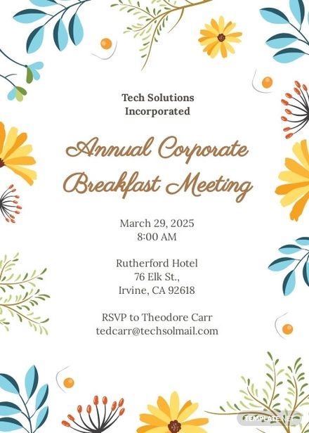 Corporate Breakfast Invitation Template Free PDF Word PSD Apple