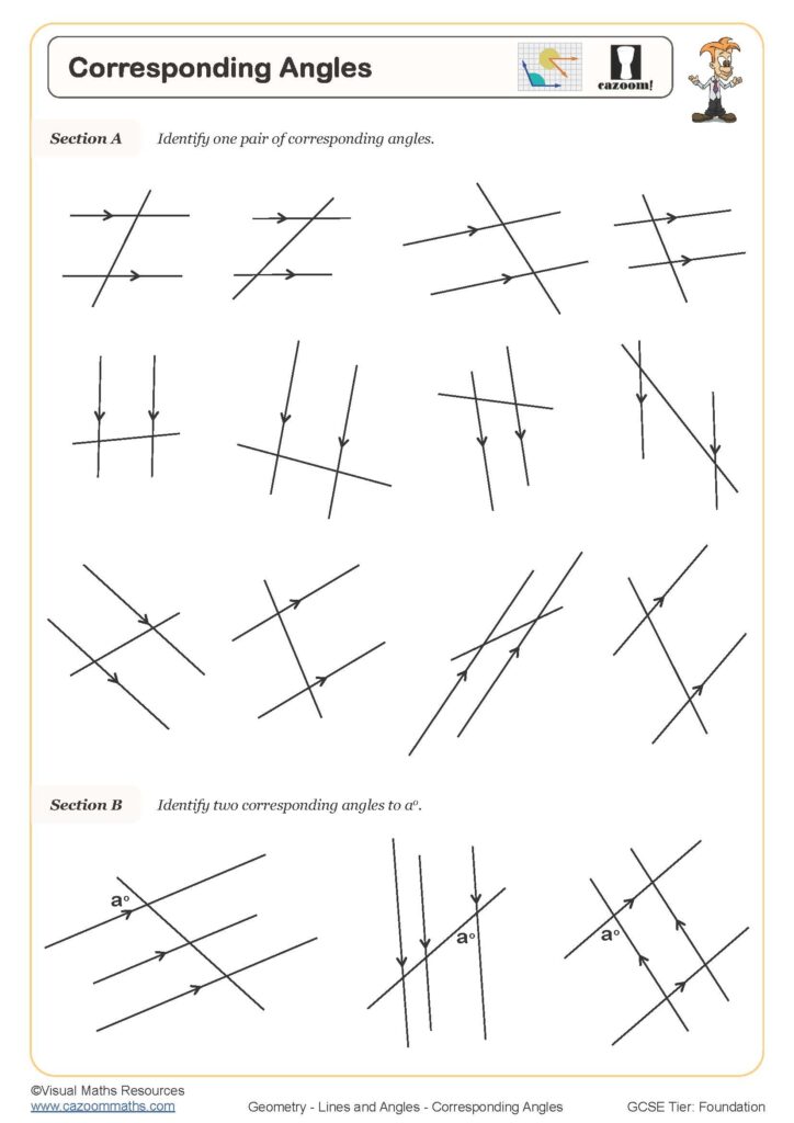 Corresponding Angles Worksheet Printable PDF Worksheets Worksheets