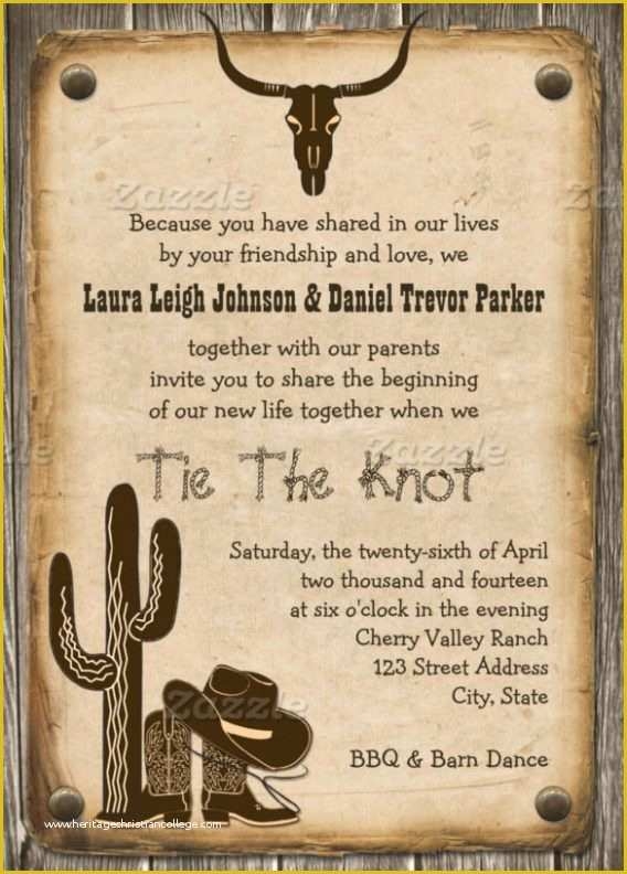 Cowboy Invitations Template Free Of Free Western Wedding Invitation 