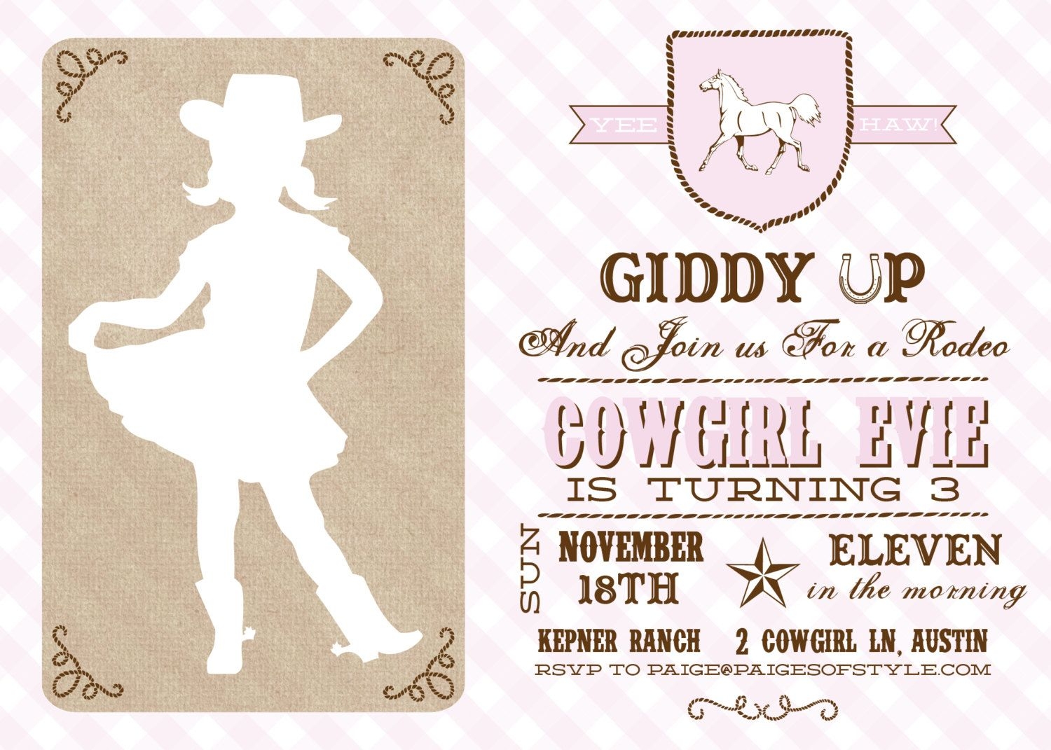 Cowgirl Birthday Invitations Templates Free Printable Word Searches