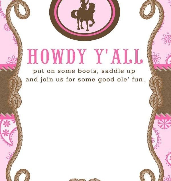 Cowgirl Birthday Invitations Templates Free Printable Word Searches