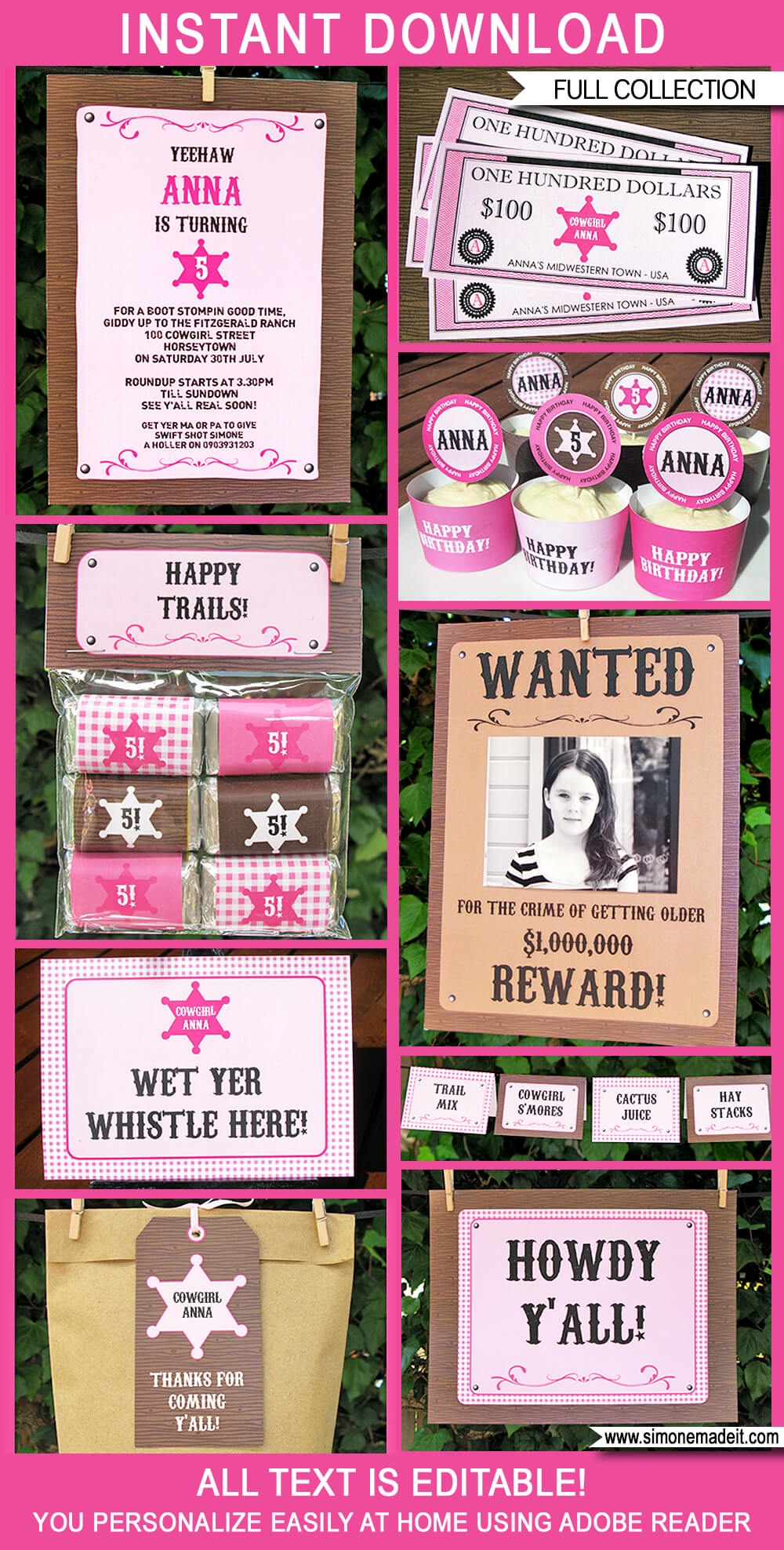 Cowgirl Party Printables Invitations Decorations