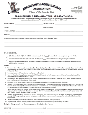 printable craft fair vendor application template