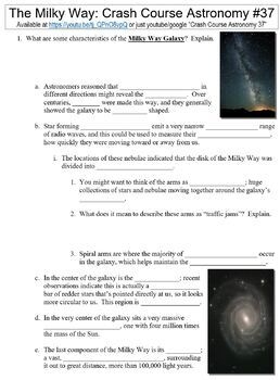 Crash Course Astronomy 37 The Milky Way Worksheet By Danis Marandis