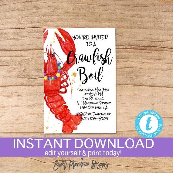 Crawfish Boil Invitation Templates Free The Front Of The Invitation Has 