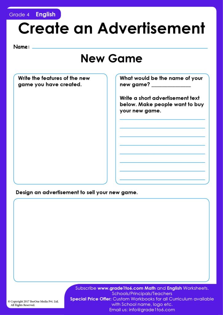 Create Advertisement Teaching Resources Worksheets Library