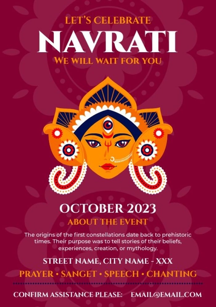 Customize This Colorful Hand drawn Let 39 s Celebrate Navratri Invitation 