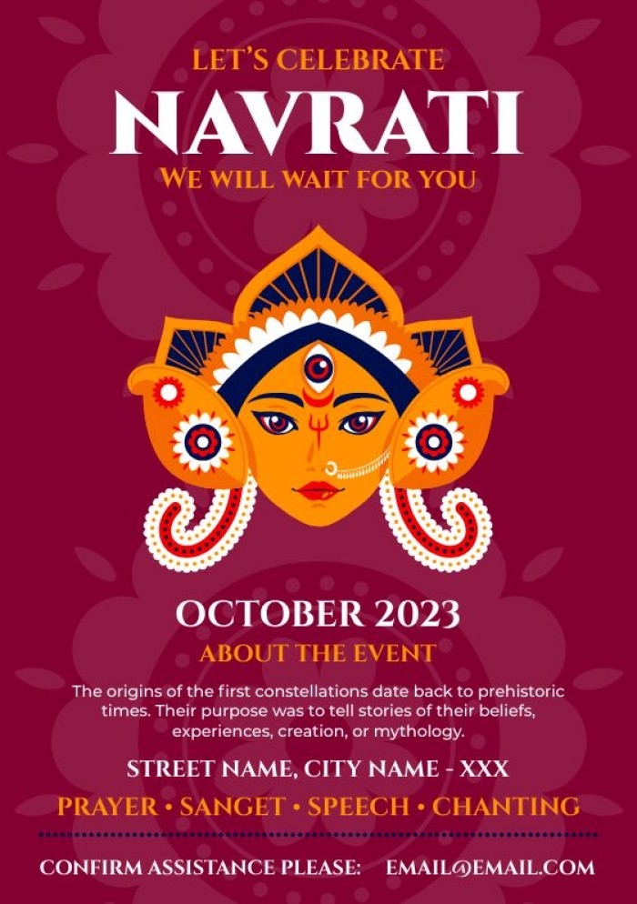 Customize This Colorful Hand drawn Let 39 s Celebrate Navratri Invitation