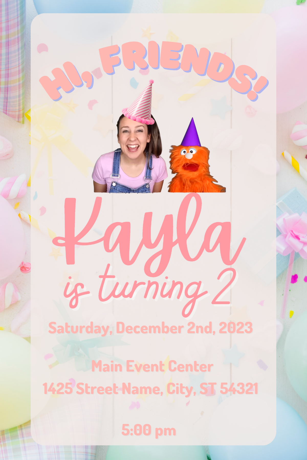 Customized Ms Rachel Birthday Invitation Featuring Herbie 4x6 5x7 