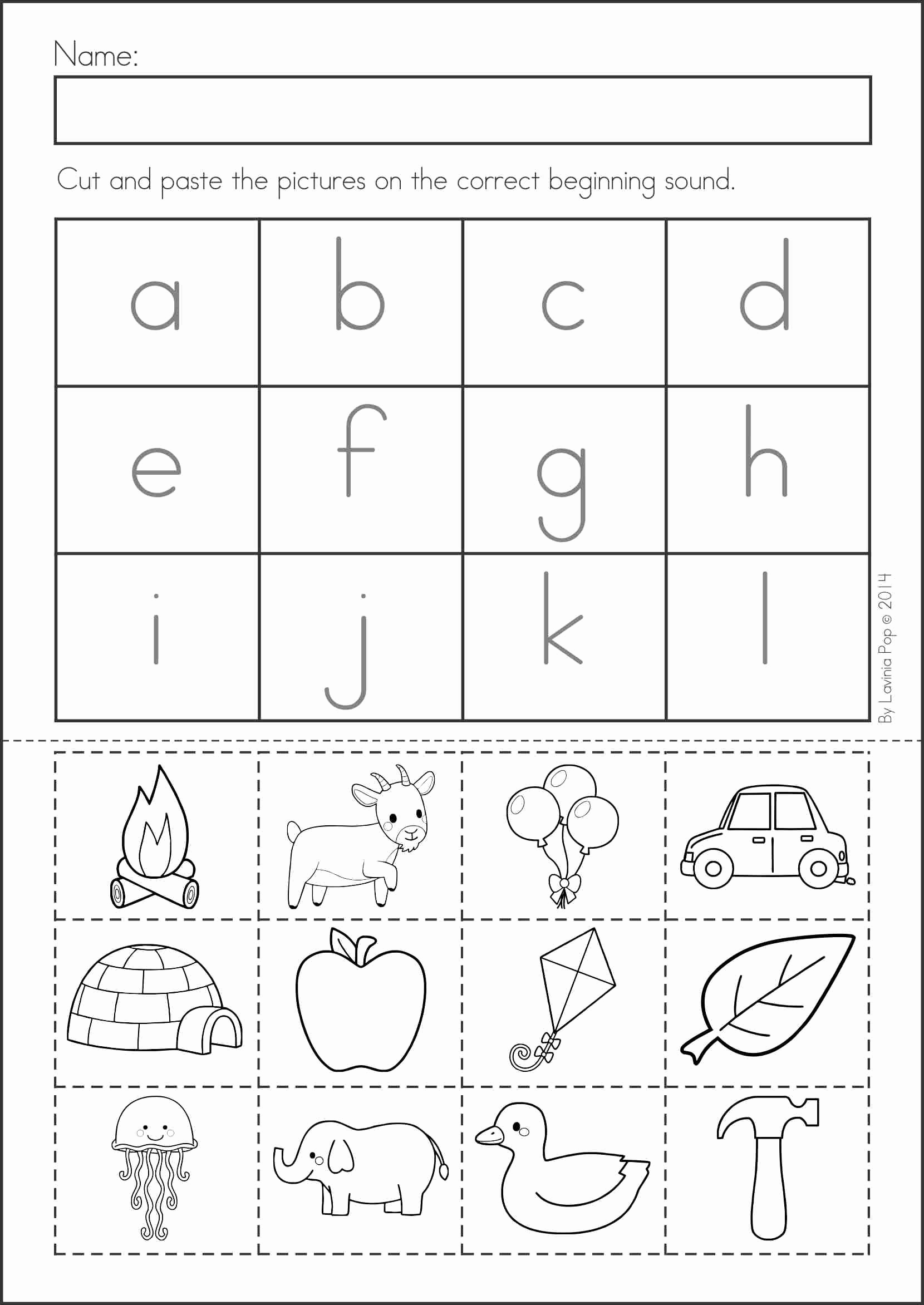 kindergarten cut and paste worksheets