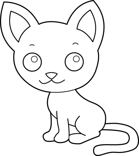 Cute Kitty Cat Coloring Page Free Clip Art