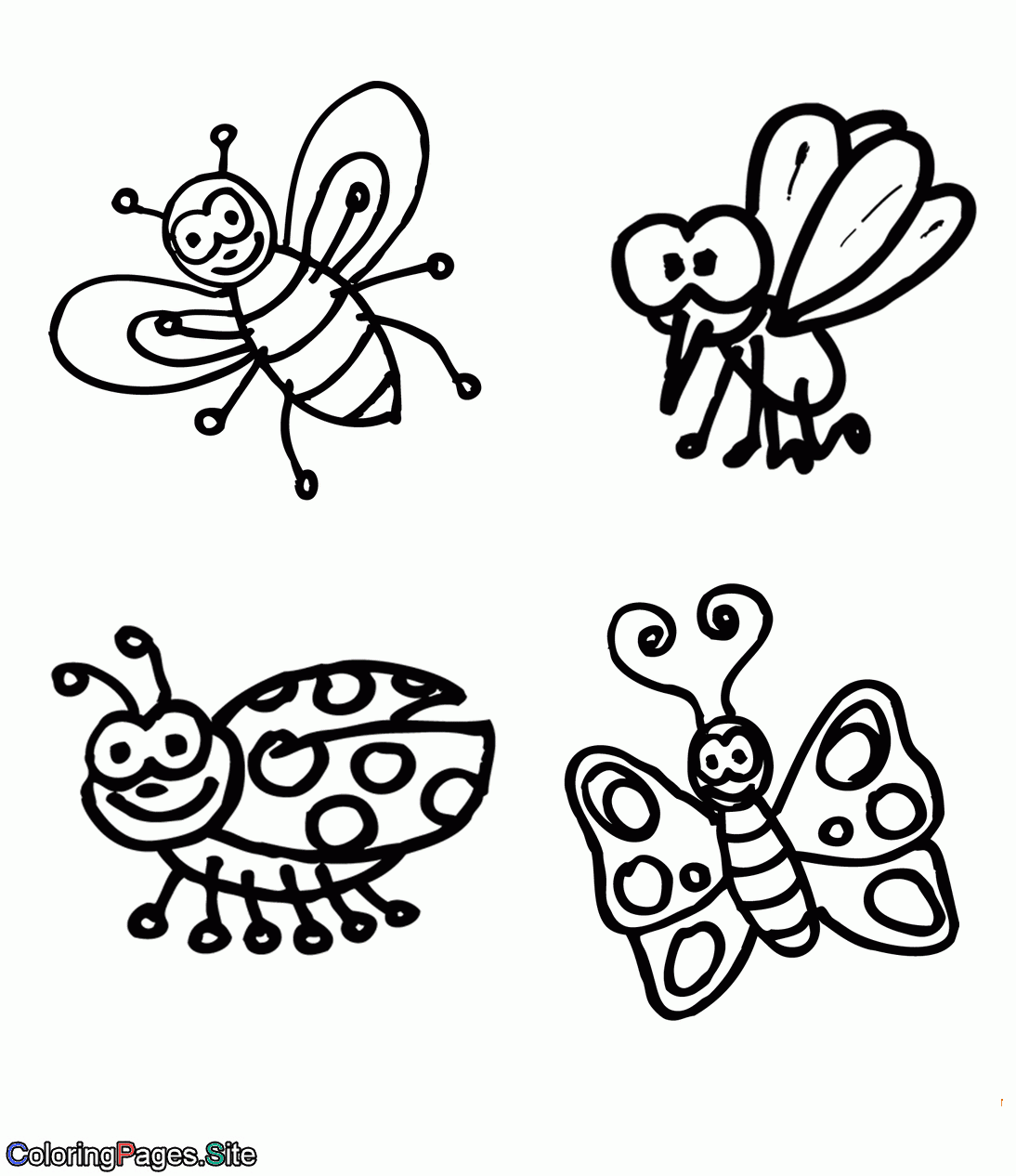 Cute Little Flying Bugs Online Coloring Page Coloring Pages Online