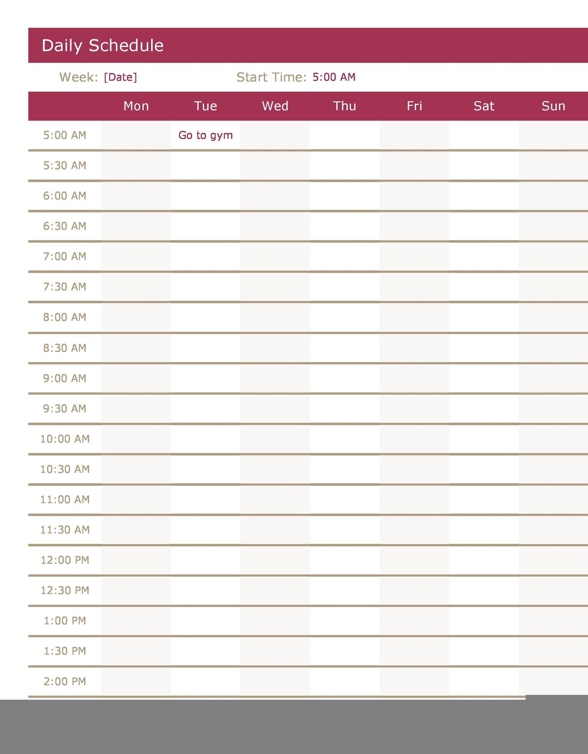 Daily Schedule Free Printable Printable Templates Free