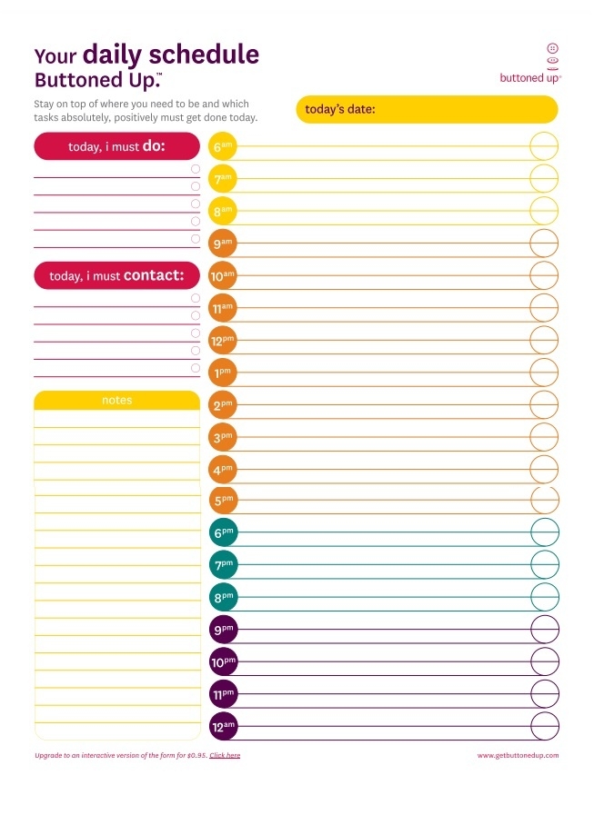 daily schedule template printable free