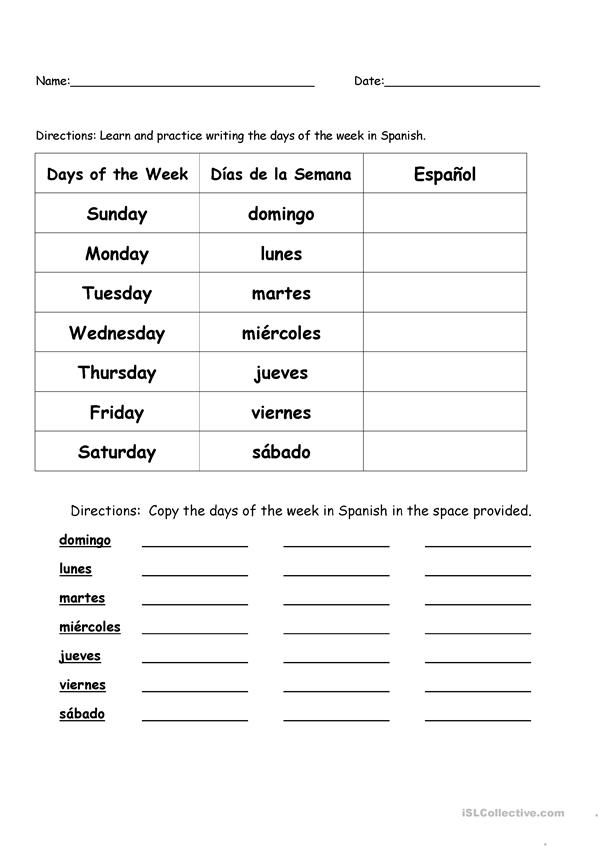 beginner spanish worksheets
