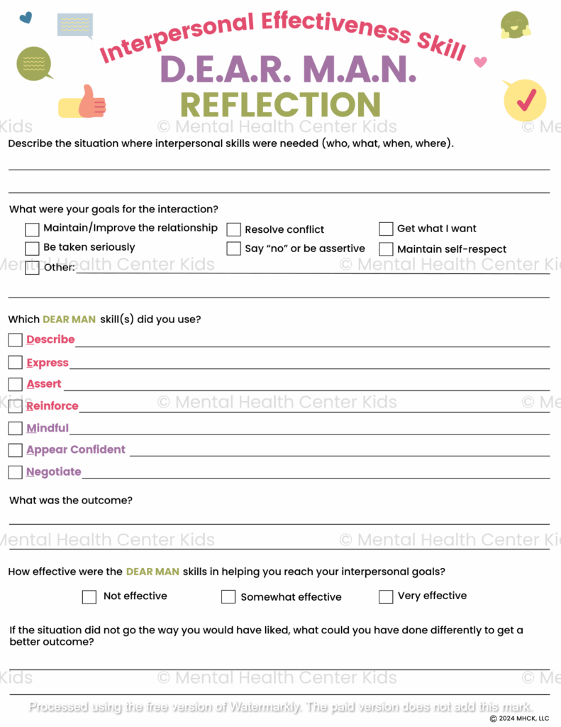 DBT DEAR MAN Worksheet Worksheets Library