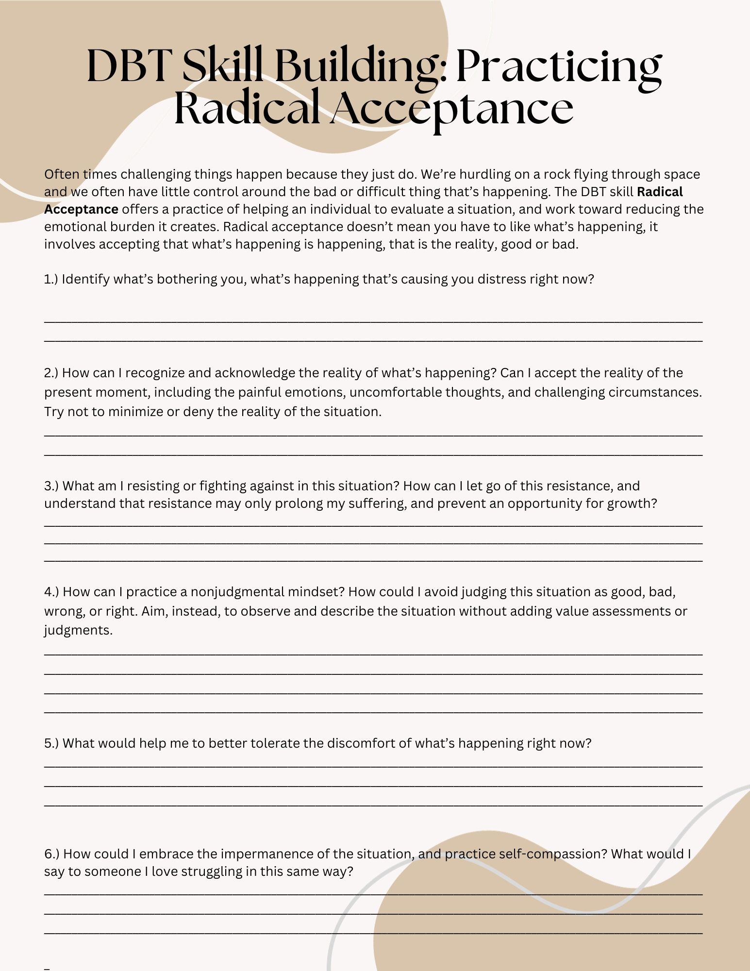 radical acceptance worksheets