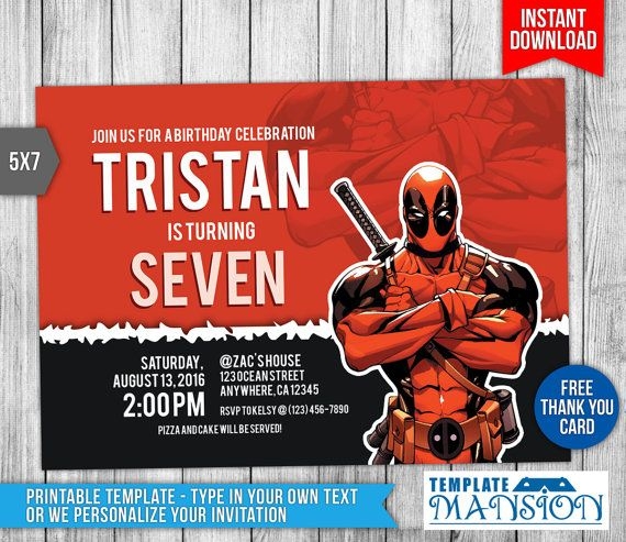 deadpool invitation template