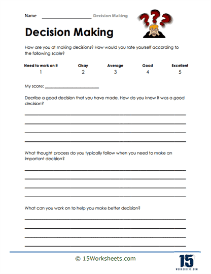 Decision making Skills Worksheet SkillsWorksheets