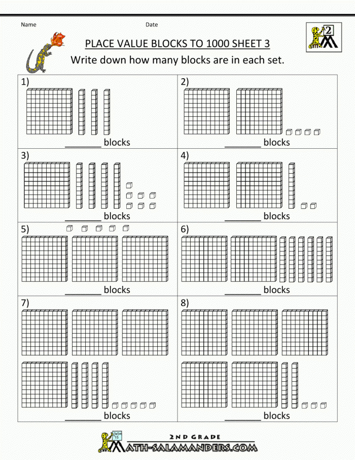 Decomposing Numbers Into Base 10 Blocks Worksheets K5 Learning 