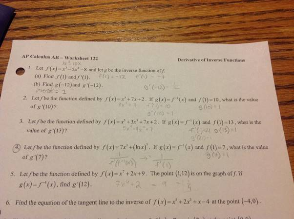 derivative worksheet