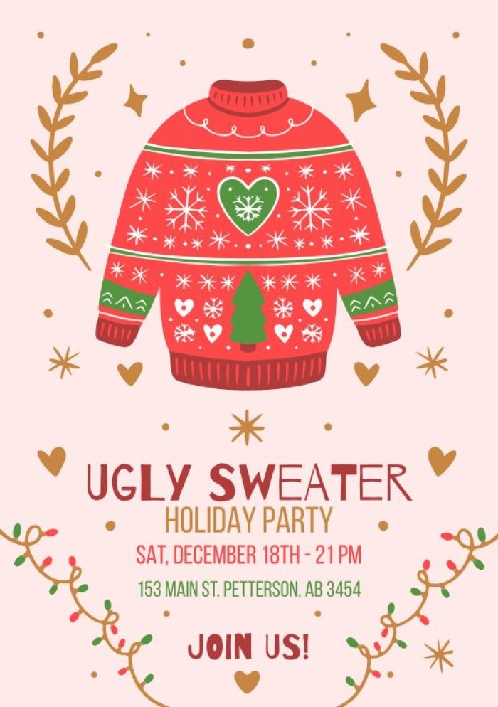 Design And Download This Hand drawn Ugly Sweater Holiday Party 