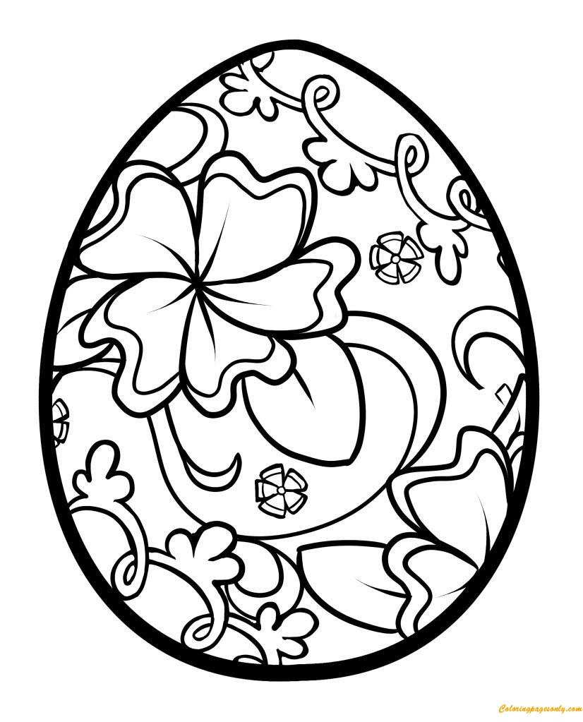 Design Flower Easter Eggs Coloring Page Free Printable Coloring Pages