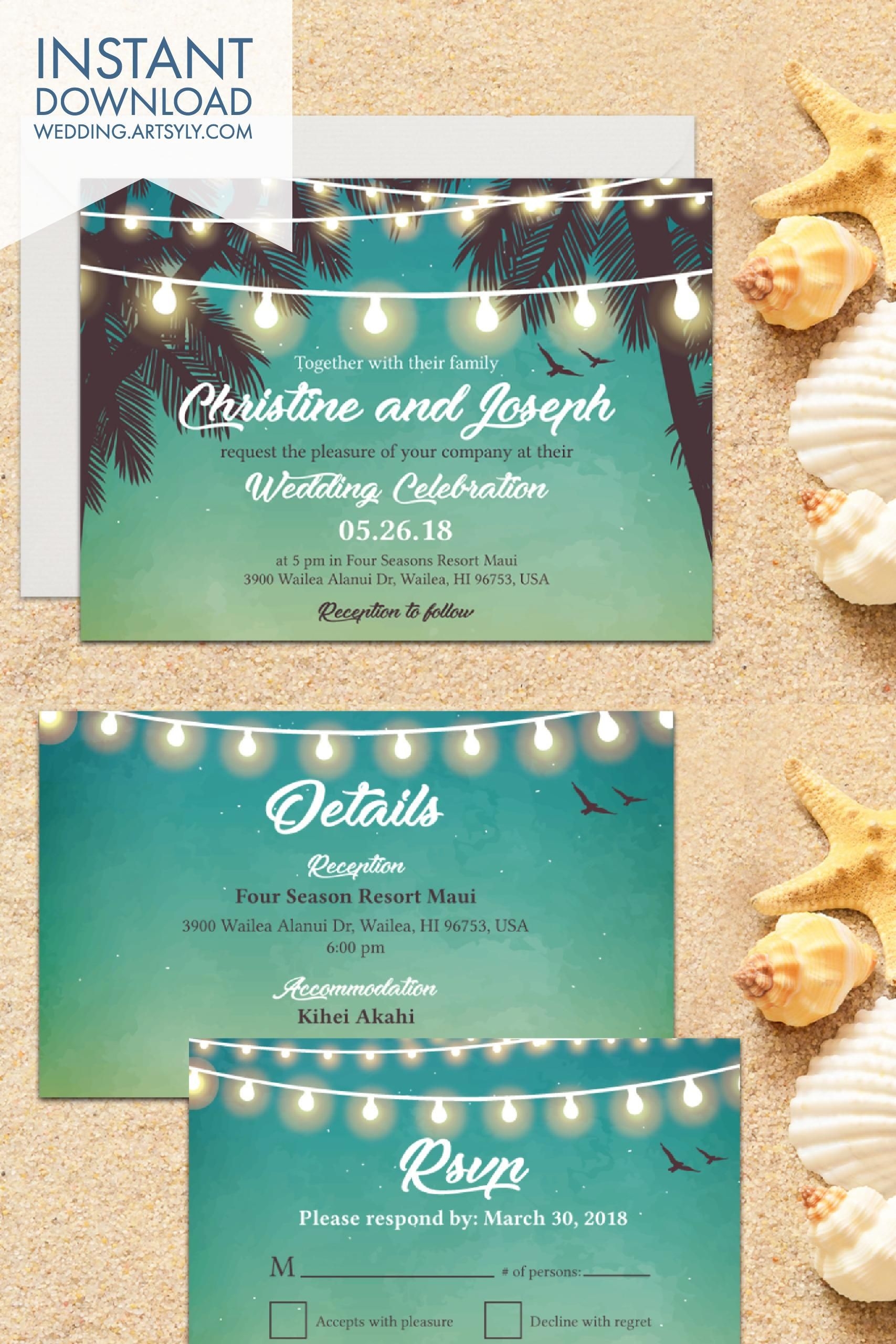 destination wedding invitation templates