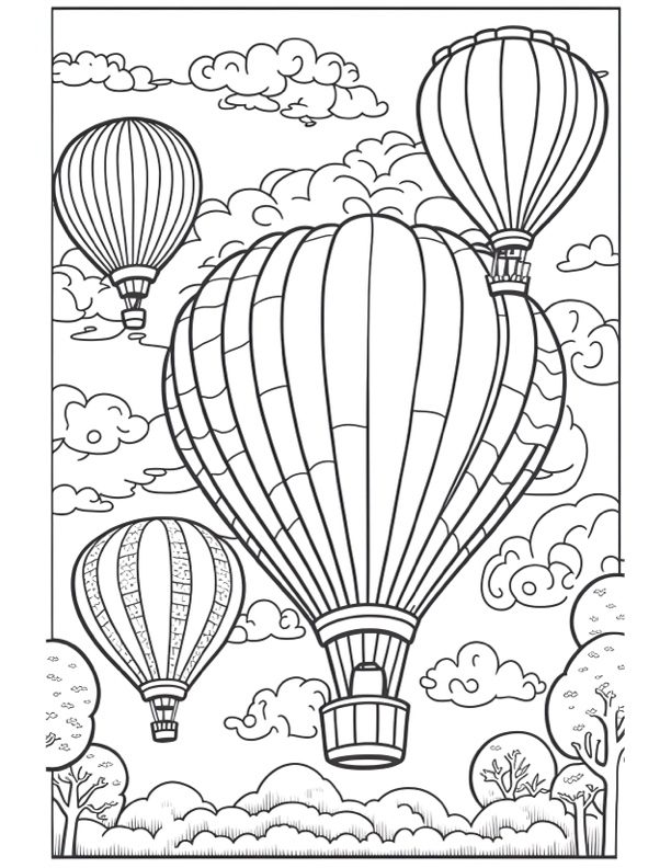 Detailed Hot Air Balloon Coloring Page
