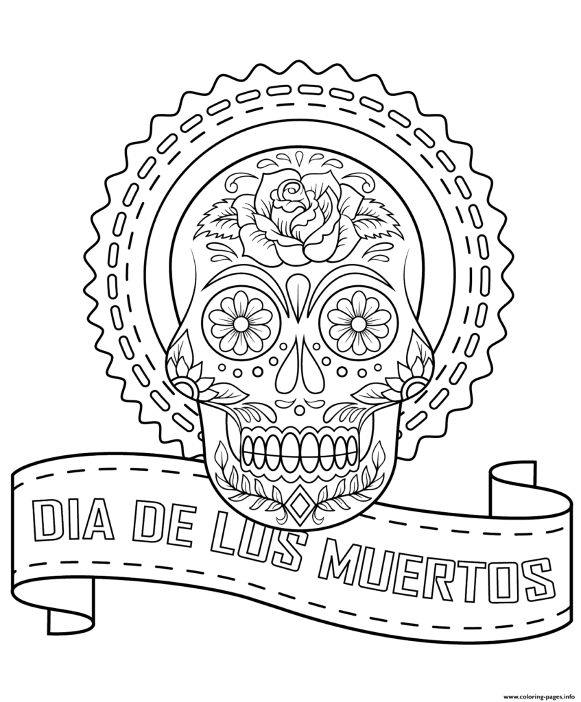 Dia De Los Muertos Calavera Coloring Page Printable