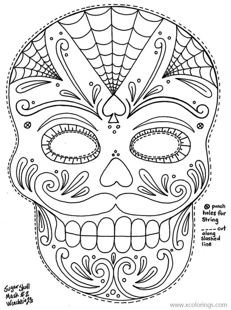 Dia De Los Muertos Masks Coloring Pages XColorings