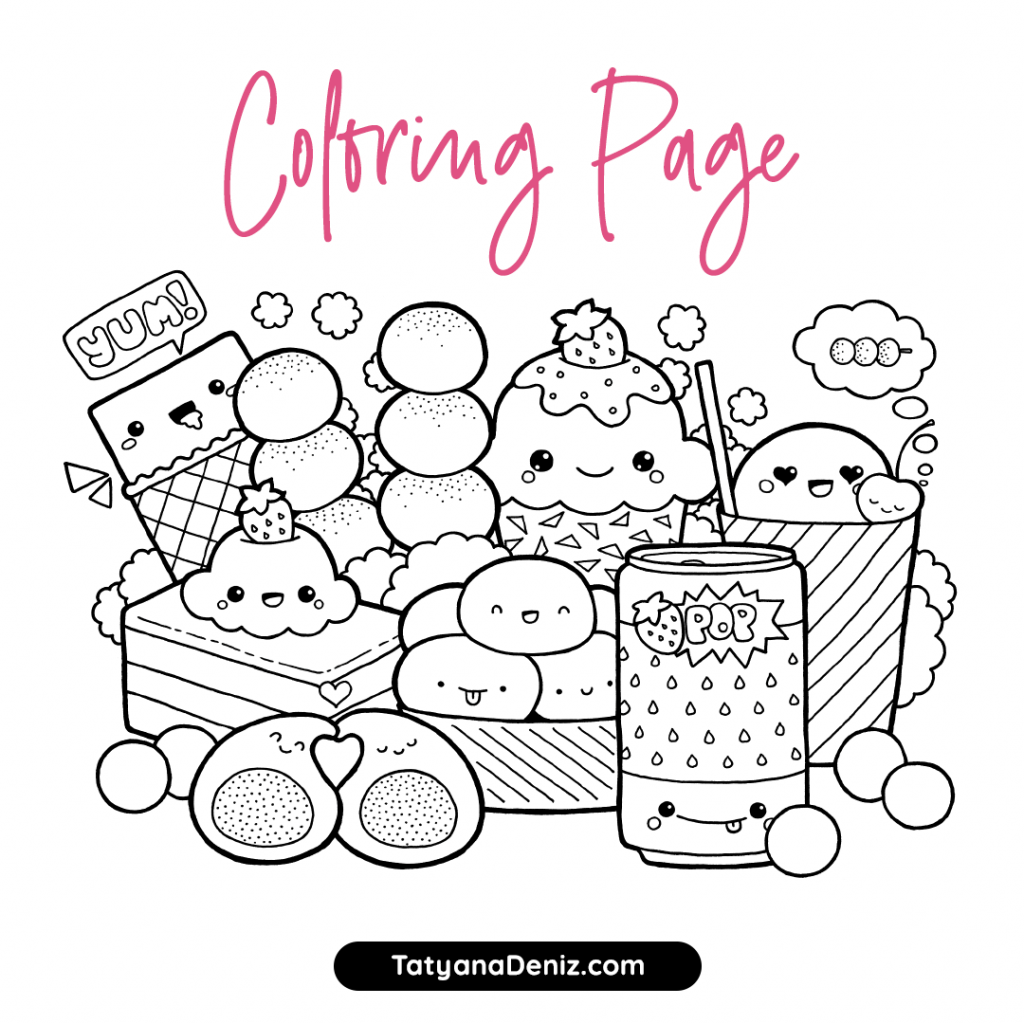 printable coloring pages kawaii food