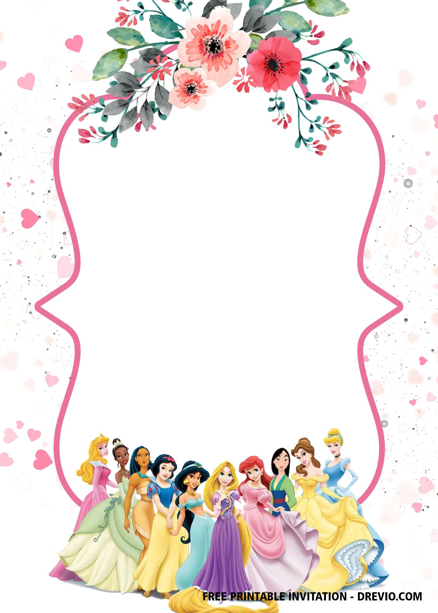 Disney Princess Free Invitation Templates Content Calendar Template