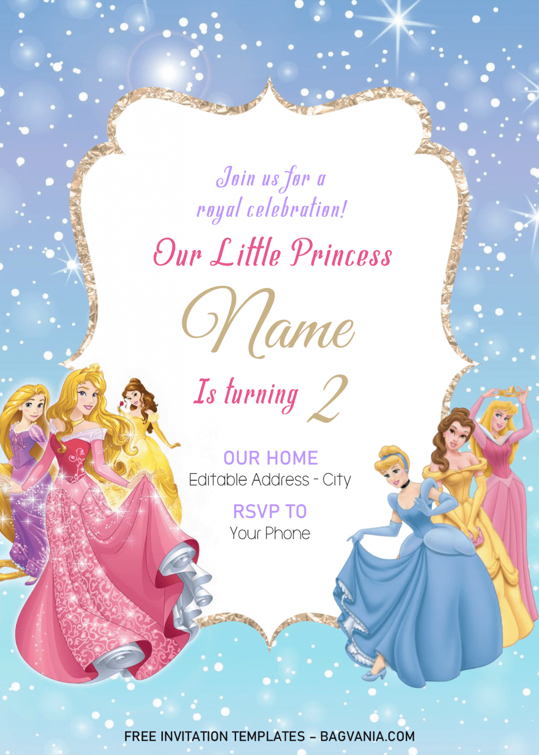 Disney Princess Free Invitation Templates Printable Calendars AT A GLANCE