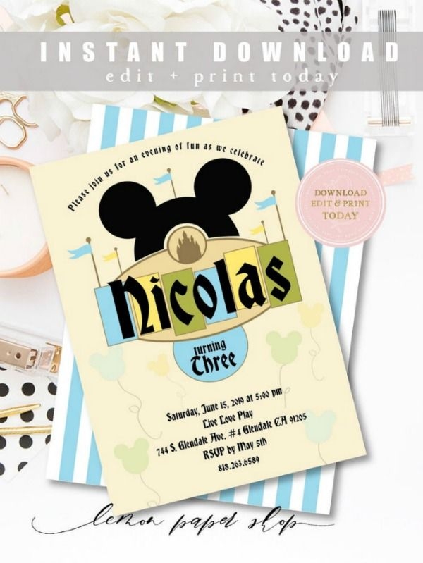 Disneyland Invitation Template Social Media Template