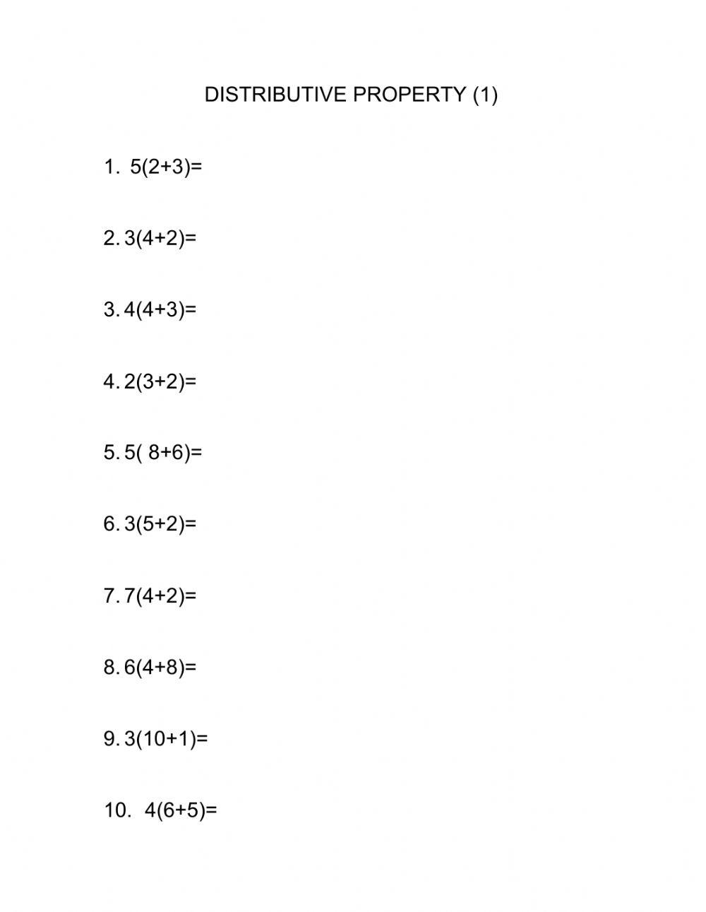 distributive worksheet