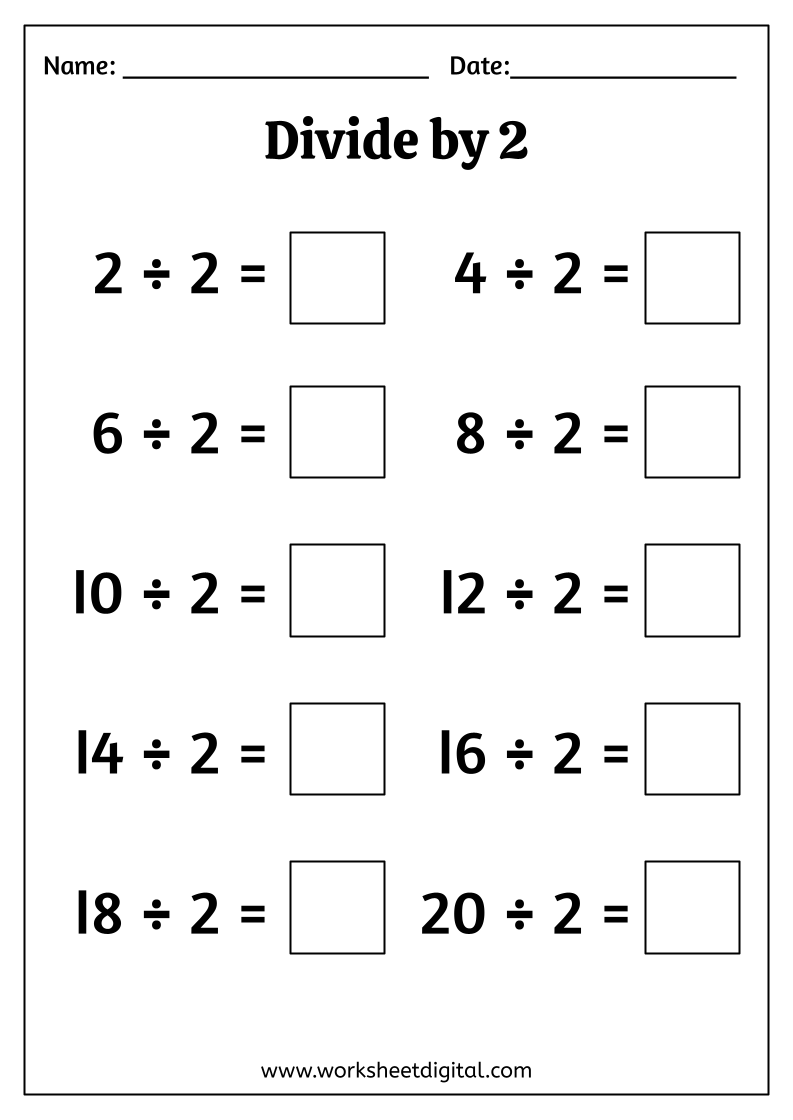 Divide By 2 Worksheet Digital Worksheets Library