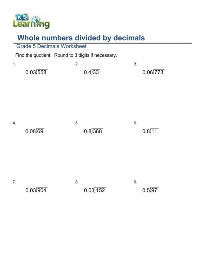 Dividing Decimals By Whole Numbers Textbook Exercise Corbettmaths