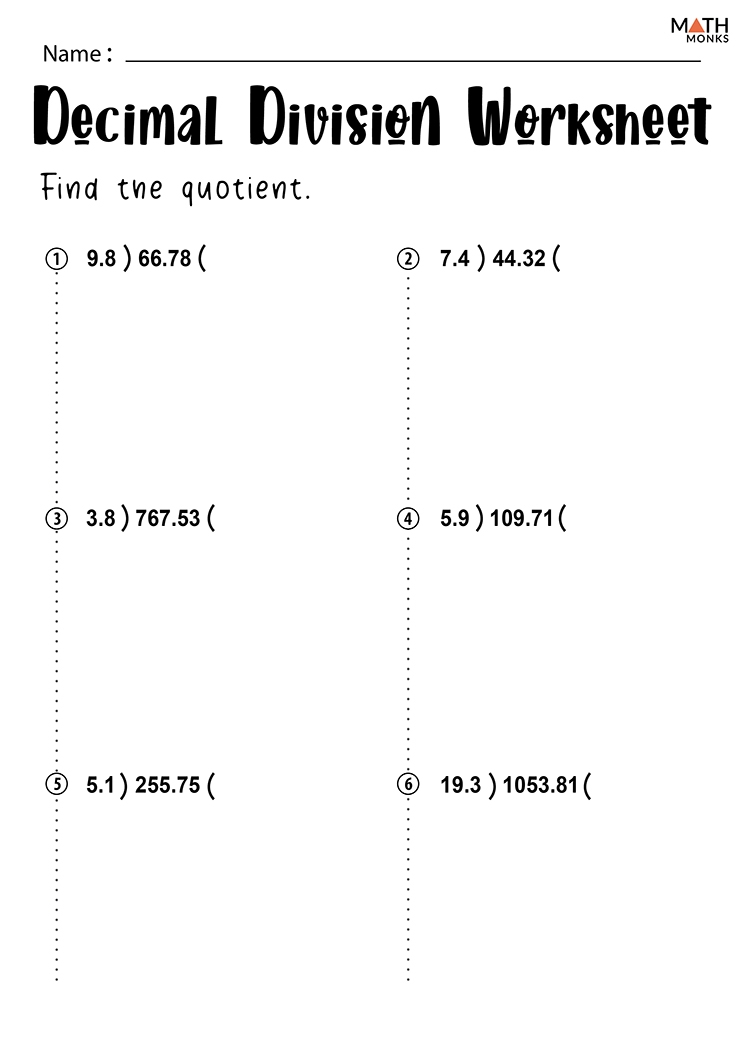 Dividing Decimals Worksheets Math Monks Worksheets Library