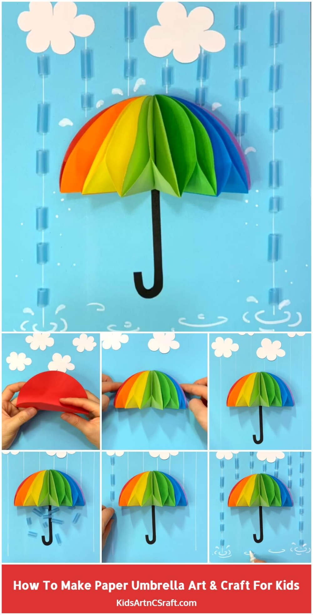 DIY How To Make Paper Umbrella Craft For Kids Step By Step Tutorial 