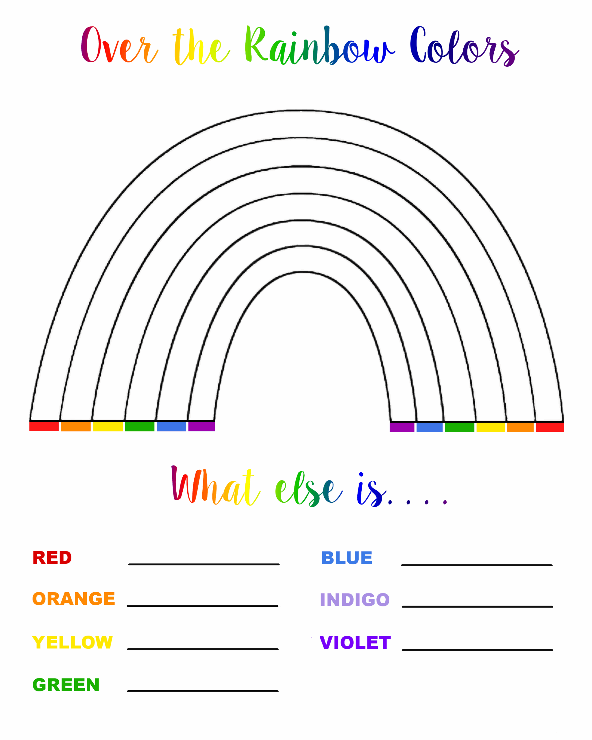 rainbow colors worksheet