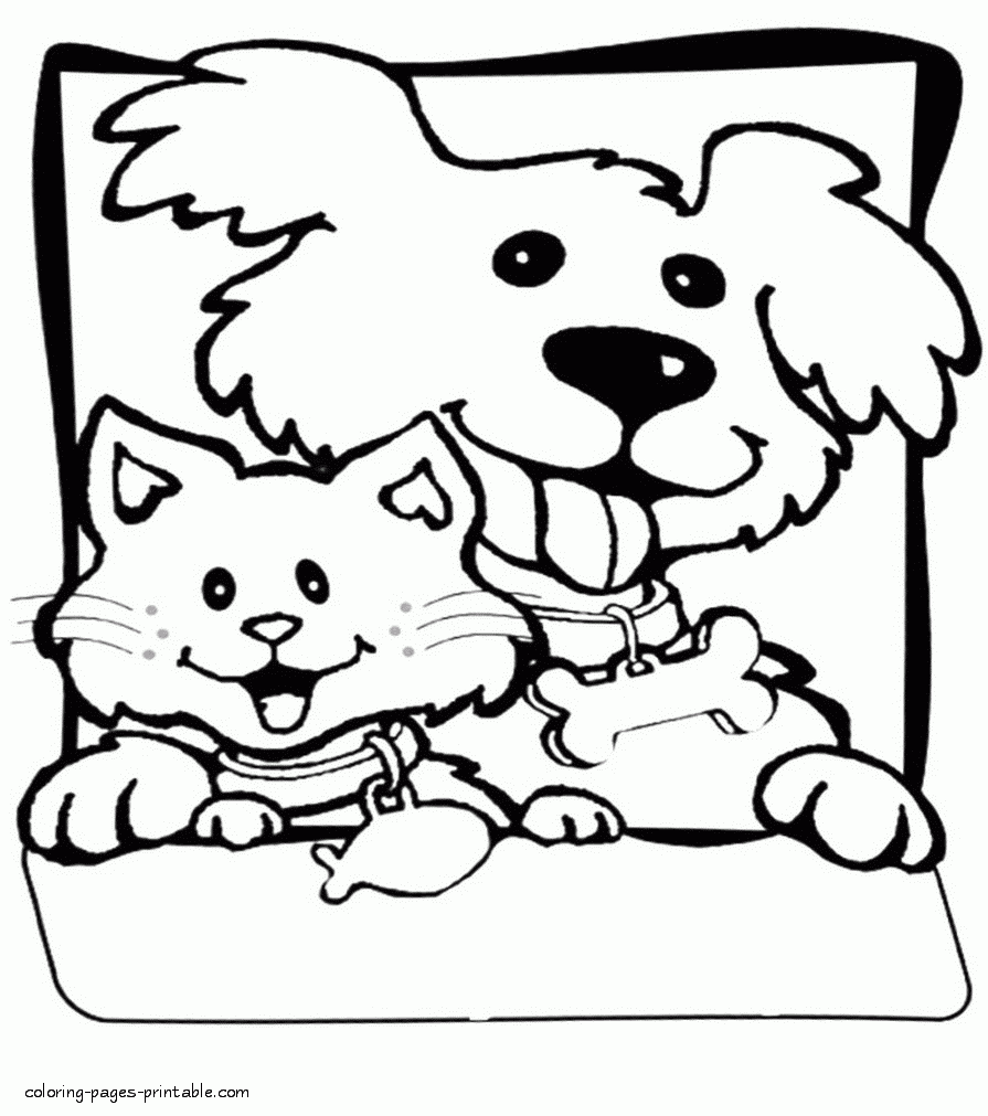 Dog And Cat Coloring Pages Printable COLORING PAGES PRINTABLE COM