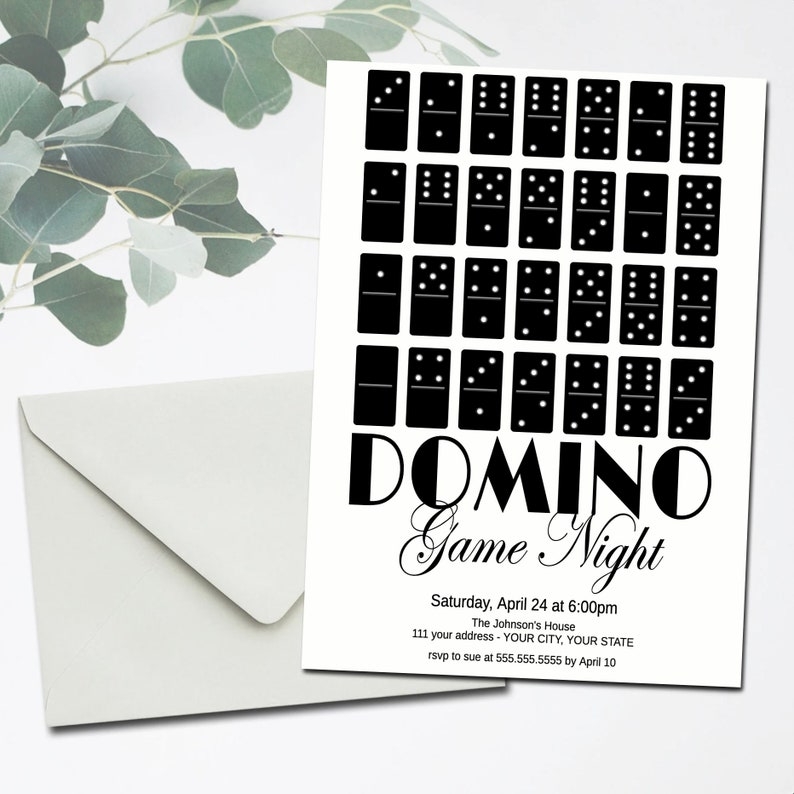 Domino Game Night Invite Template Printable Editable Dominoes Game 