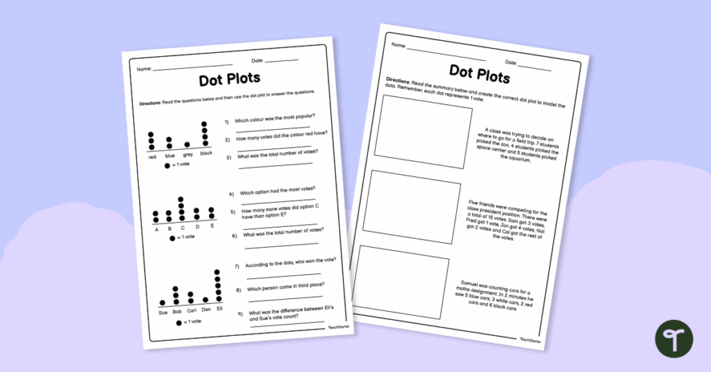 Dot Plot Worksheet Teach Starter Worksheets Library