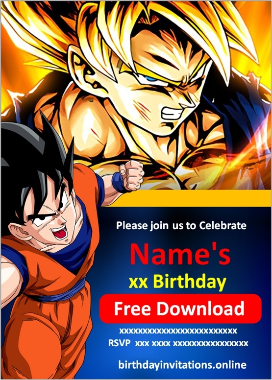 dragon ball z invitations template free