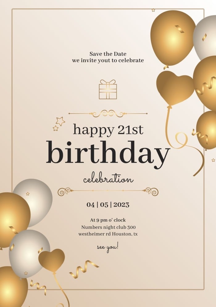 21st birthday template invitation