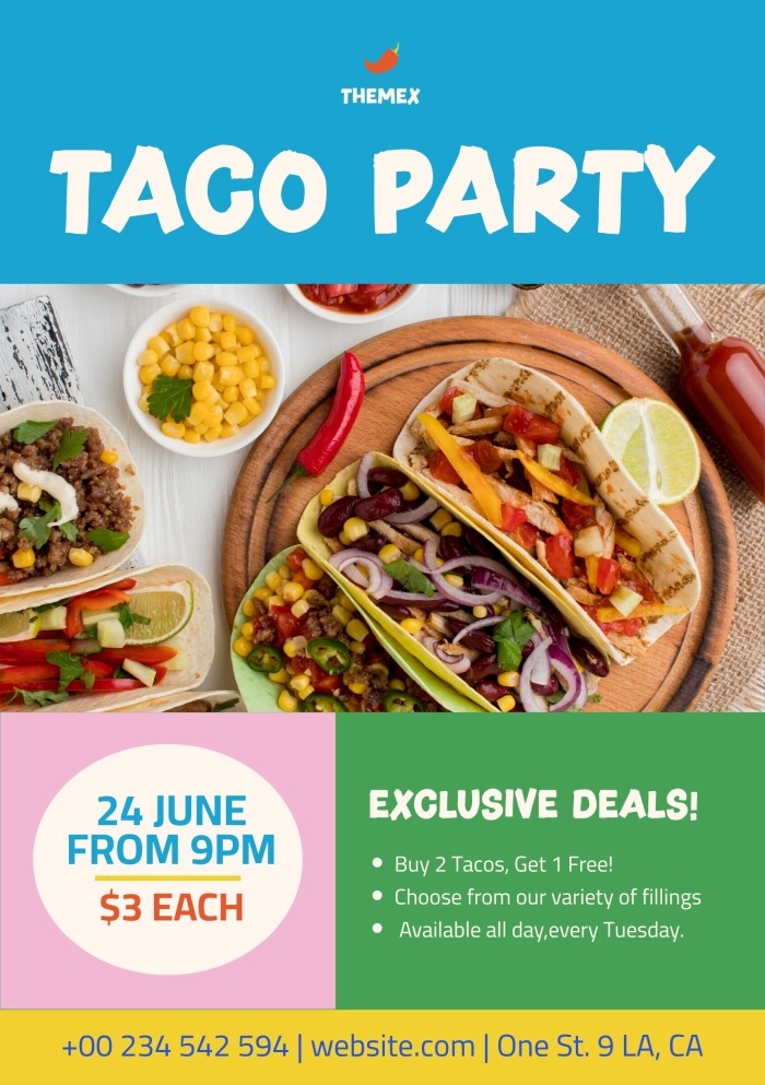 Edit This Colorful Geometric Taco Party Invitation Design Online