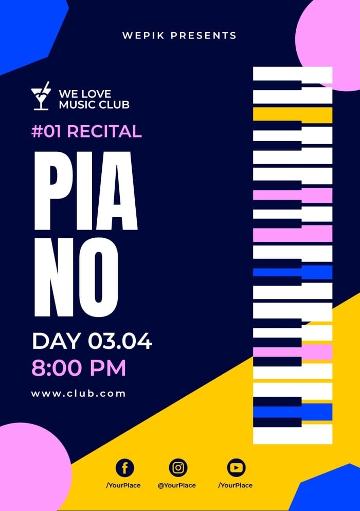 Edit This Colorful Piano Recital Invitation Template For Free